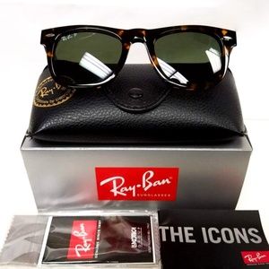 NWT Ray Ban Wayfarer Polarized Tortoise Sunglasses
